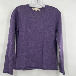 David Brooks 100% Italian Merino Wool Pullover Sweater Knitted Crewneck Purple S